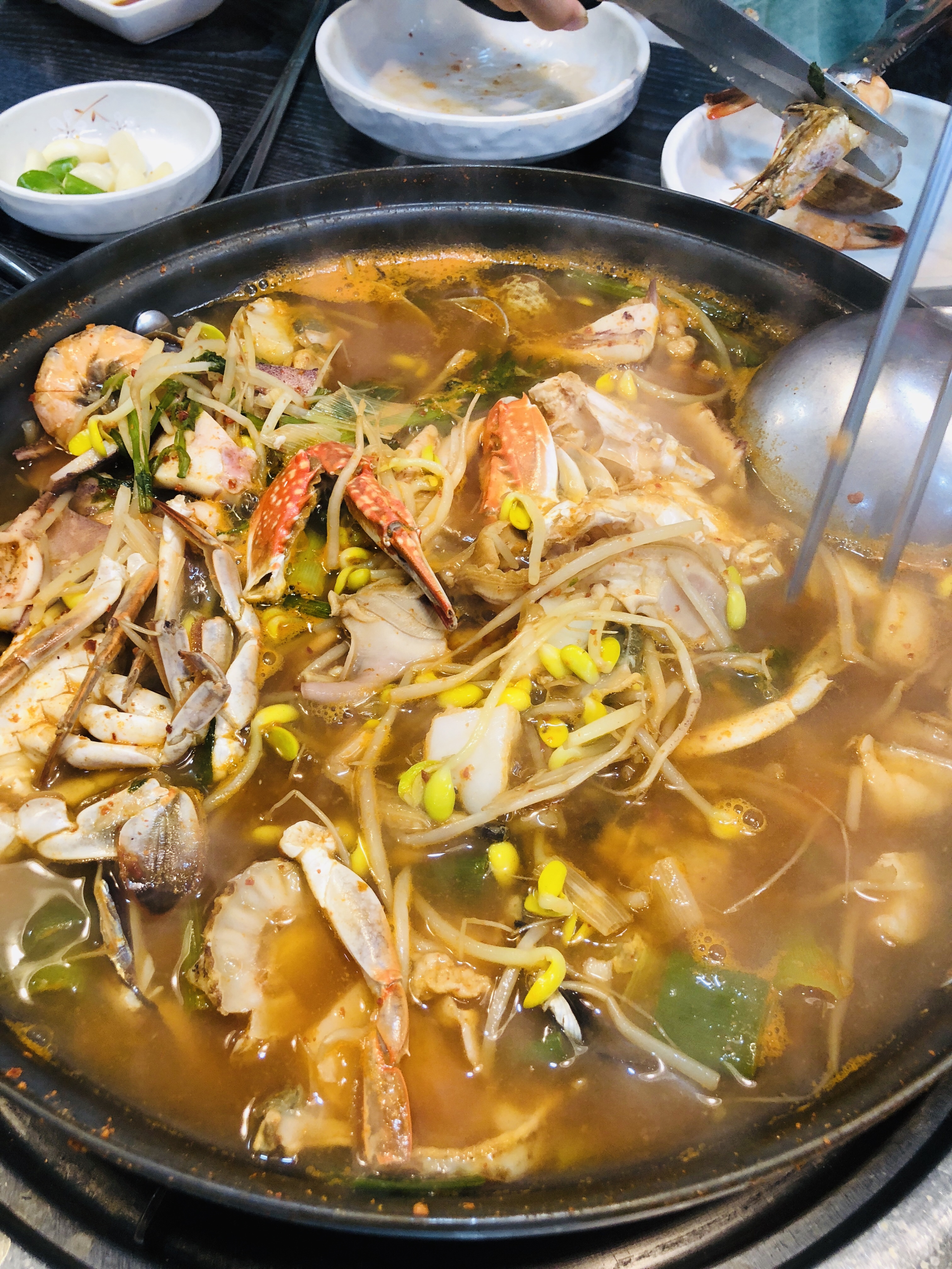 韓国家族四人旅 Ep15【海雲台グルメ】海鮮鍋と刺身とタコの踊り食いとポンテギの味